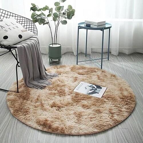 Soft Round Fluffy Rug Plush Carpet Living Room Floor Mat Home Decoration