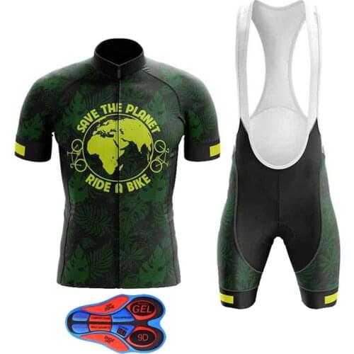 2020 New Green SPTGRVO Pro Bicycle Team Short Sleeve Maillot Ciclismo Mens Cycling Jersey Summer Breathable Cycling Clothing Set