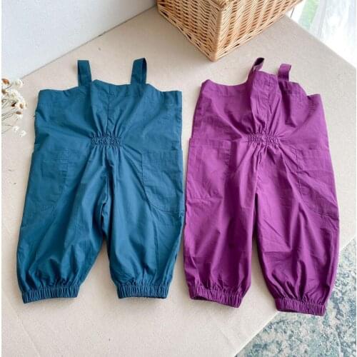 2021 new stylish girls boys overalls fashion summer cotton kids jumpsuit