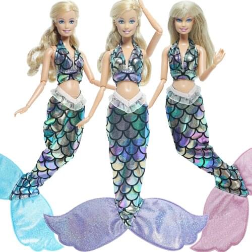 One Pcs Mermaid Tail Dress Fashion Similar Fairy Tale Party Cosplay Outfit Clothes For Barbie Doll Baby DIY Accessories Toys