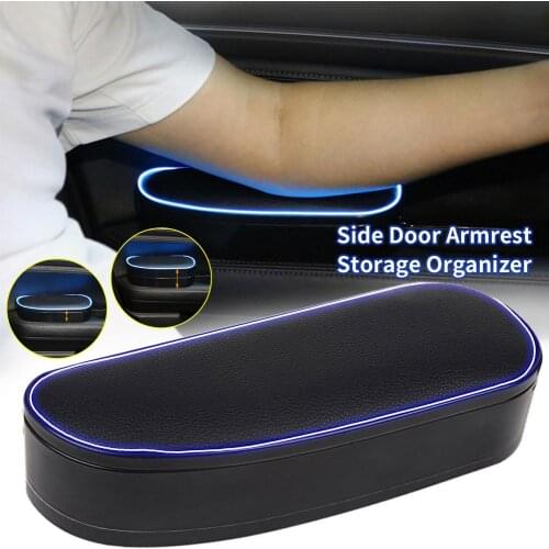 Side-door Elbow Rest Box Car With Ambient Light Universal side-door Armrest Storage Organizer Anti-fatigue Elbow Support Case