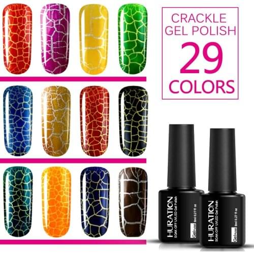 Professional Crack Nail 8ML Nail Varnish 12 Colorful Crackle Nail Varnish Semi Permanent Cracking UV Gel Polish Vernis