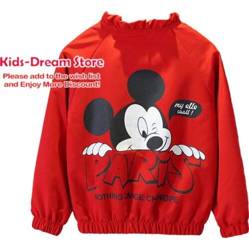Spring Autumn 1-10Years Childrens Cartoon Mickey Jacket Boys Girls Baby Outing Clothes Jacket Children Zipper Cardigan Jacket