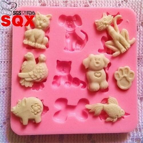 Dog / pig / pigeon / cat Animals Fondant Silicone Cake Mold For Cake Decorating Kitchen accessories SQ14129