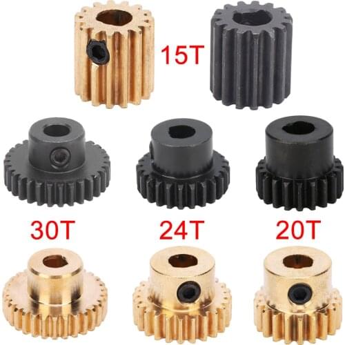 15/20/24/30 Teeth Spur Gear Steel Brass Roller Chain Plate Small Sprocket 6mm D-Bore 0.8 Mod Hardware Industrial Robot Parts