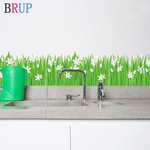 Fresh Green Grass Baseboard Sticker Art Lawn Wall Decor Creative Kitchen Decoration PVC Vinyl Wallpapers Waterproof Removable