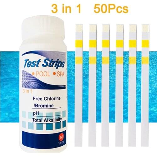Pool and Spa Test Strips - 50 Strip Pack, Test pH, Chlorine, Hardness, Accurate 3-in-1 Swimming Pool Water Testing Strips