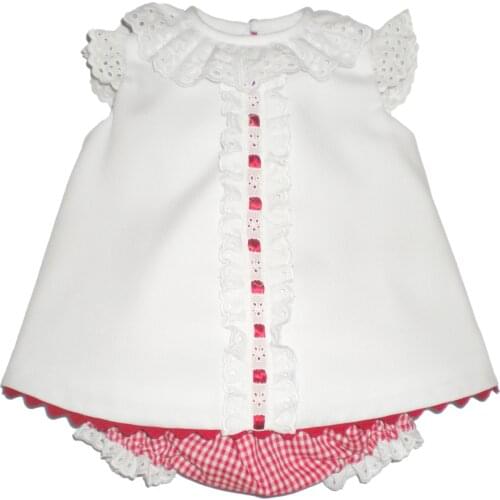 Vichy diaper and Piqué dress and covers baby jesusin model (0 to 24 months)-handmade-Marine light collection-Excel