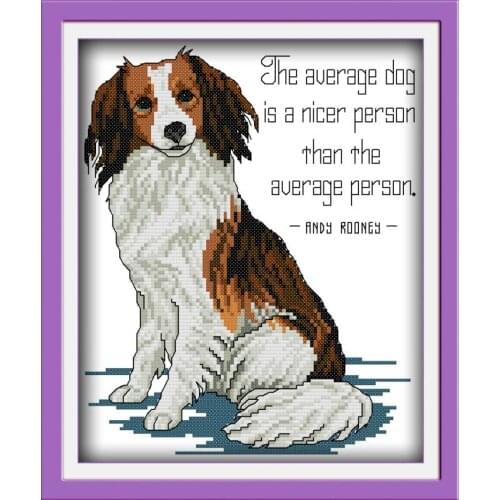 Joy Sunday Cross Stitch Embroidery Handsome Dog Cotton Thread Painting 11CT14CT DIY Embroidery Needlework Kits Home Decoration