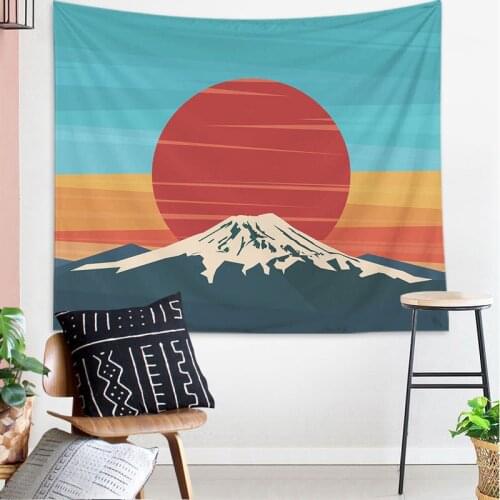 Japan Fujiyama Tapestry Wall Hanging Kanagawa Sunset Wall Decor Tapestries Psychedelic Mountain Tapiz Bedroom Dorm Room Decor