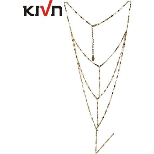 KIVN Jewelry Gold Disc Round Sequins Coin Long Chain Necklace for Women Girls Necklace Wedding Bridesmaid Gifts
