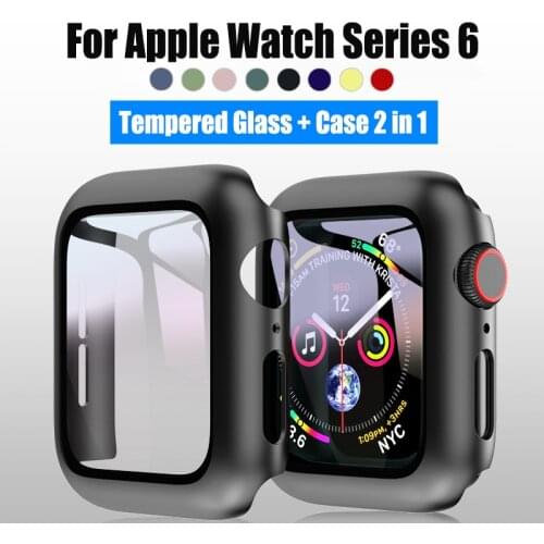 360 Full Screen Protector Bumper Frame Matte Hard Case For Apple Watch 6/SE/5/4/3/2/1 Cover Tempered Glass Film For Iwatch 5/6/4