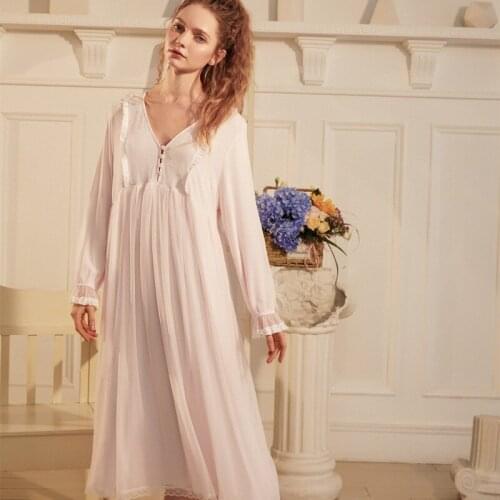 Wasteheart Women Homewear Female Cotton White Sexy Sleepwear Nightdress Lace Nightwear Homewear Nightgown Sleepwear Luxury Gown