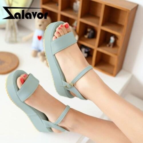 ZALAVOR Plus Size 30-43 Women Sandals Thick Bottom Buckle Women Summer Shoes Fashion Cool Sandals Women Footwear