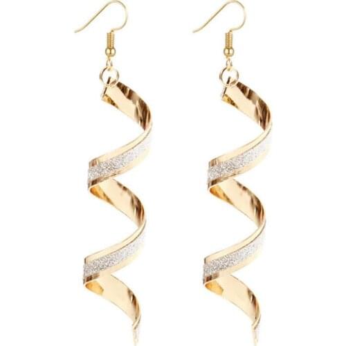 2021 Trend Luxury Golden Geometric Earrings Curved Irregular Temperament Jewelry Simple Party Spiral Dangle Earrings for Women