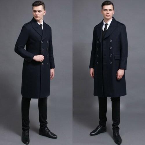 Plus Size Long Wool Coats Male 2020 Autumn Winter Woolen Coat Men Jacket Black Overcoat Double-Breasted Sobretudo KJ252
