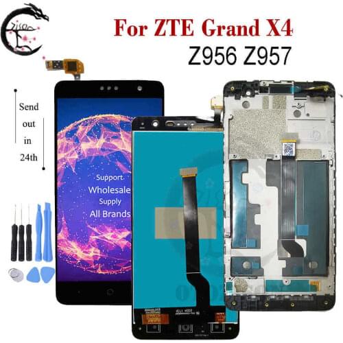 5.0" LCD With Frame For ZTE Grand X4 Z956 Display Z957 LCD Screen Touch Sensor Digitizer Assembly For ZTE X4 Display Replacement