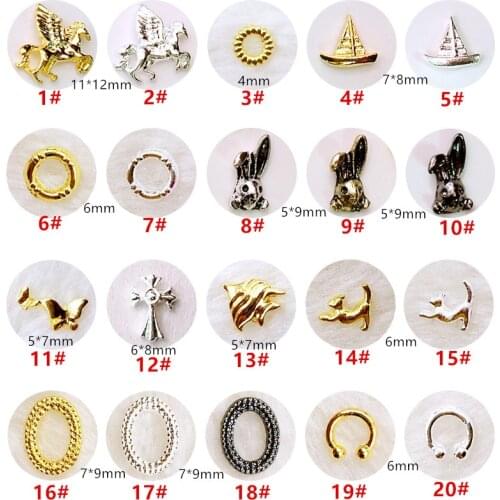 10pcs/lot Japan Korea 3D Nail Art Decorations Metal Oval Rabbit Nail Parts Alloy Nail Accessory Charm Nail Tools Supplies
