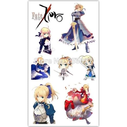 100 sheets/lot Fate stay night Tattoo Stickers Children Tattoos Paper For Kids Body Arm Anime Sticker