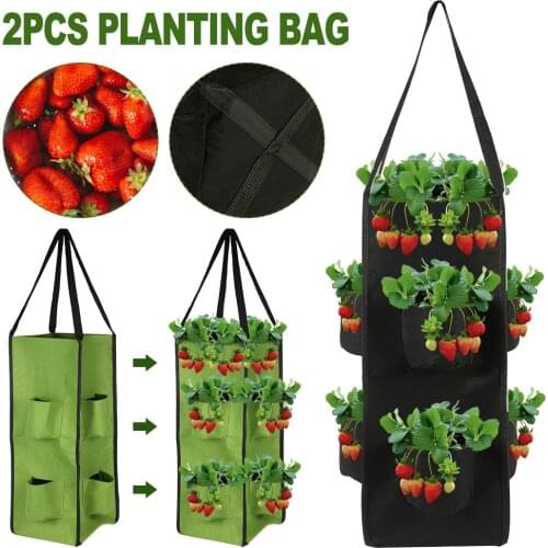 2pcs 10 Gallon Strawberry Planting Bag Creative Multi-mouth Container Wall-mounted Planting Flower Grow Bag Home Garden Supplies