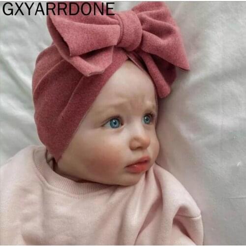 2021 New Cashmere Kont Bow Baby Headbands Toddler Headwraps Baby Flower Turban Hats Babes Caps Elastic Hair Accessories