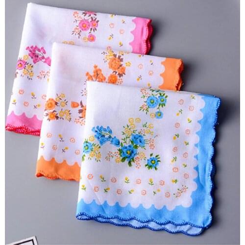5Pcs Fashion Vintage Cotton Women Hankies Embroidered Butterfly Flower Hanky Floral Ladies Handkerchief Fabrics Random color