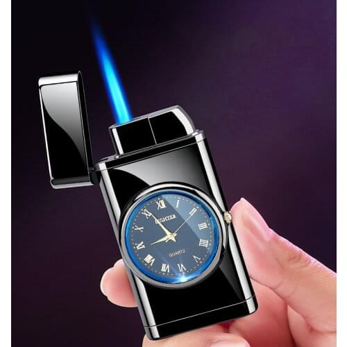 Watch Windproof Lighter Torch Mini Gas Lighters Metal Cigar Jet Butane Lighters Jet Lighter Blue Flame Gadgets for Men