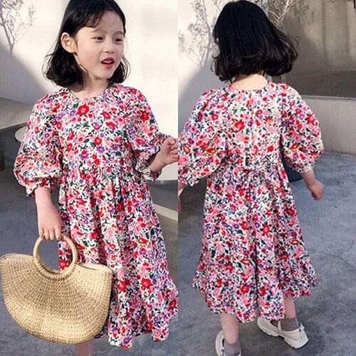 Baby Grils New Flowers Girl Casual Princess Dresses New Summer Fashing Baby Girls Floral Party Costumes Kids Cute Long Vestidos