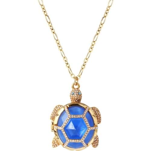 European and American fashion inlay resin stereo turtle turtle can open pendant necklace sweater chain girl