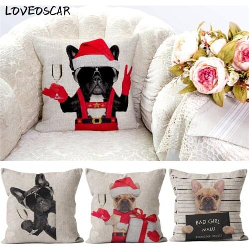 Fanny Cute Dog Santa Cruz Pug French British Bulldog Sofa Cushion Cover Kit Decorative Pillow Case 45*45 40 50 Home Living Room