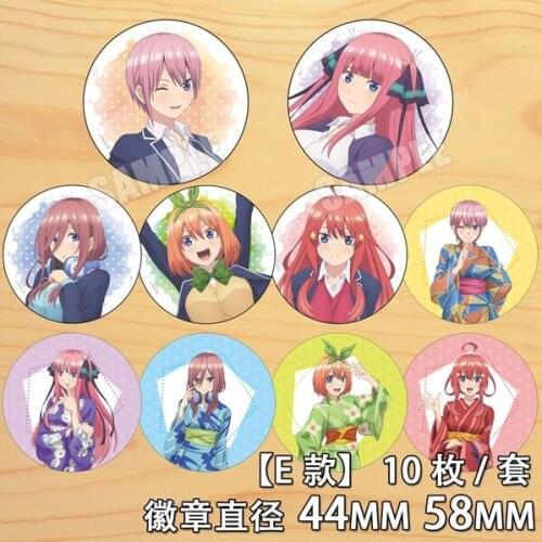 Anime The Quintessential Quintuplets Nakano Ichika Nakano Miku Figure 4621 Badges Round Brooch Pin Gifts Kids Collection Toy
