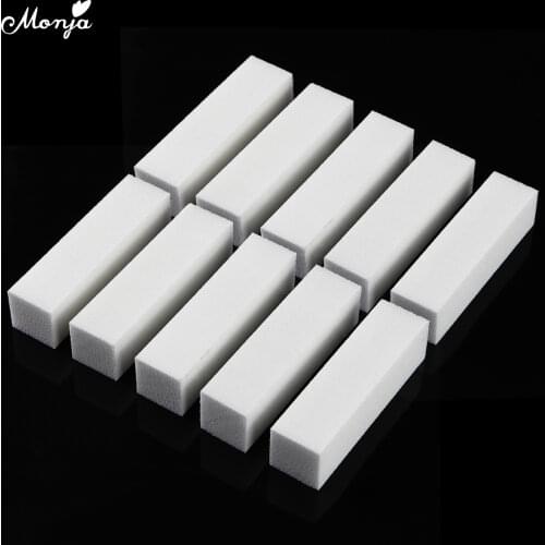 Monja 10pcs/set Nail Art 100/180 White Sponge Sanding Shiny Paper Remover Tips Polishing Buffing Buffer Files Manicure Tools