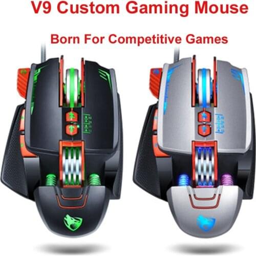 Huppgou V9 custom gaming mouse e-sports mechanical mouse macro definition eat chicken mouse wired 3500DPI mouse ABS+aluminum