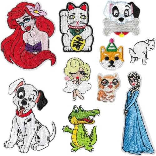 Cute Dog Mermaid dinosaur patch babys clothing patches backpack decoration small applique small cat iron on patch for kids