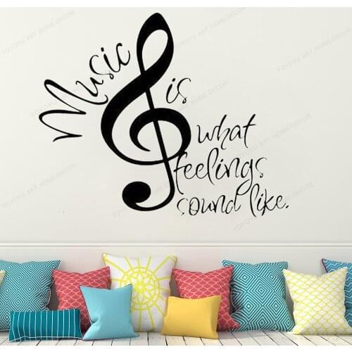 Music is what feelings sound like quote wall vinyl sticker music studio wall decal removable art mural HJ616