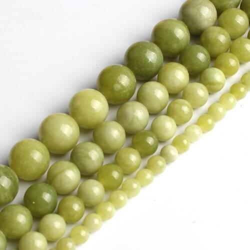 Natural China Jades Beads Green Round Loose Stone Beads For DIY Making Bracelet Necklace Jewelry Pick Size 6/8/10mm 15 Inches