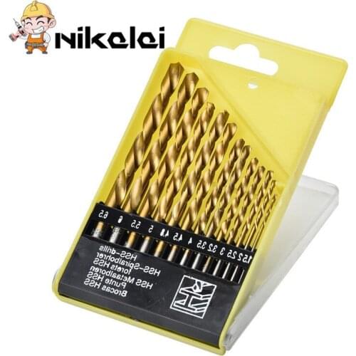 NIKALAI 13pc/set twist hss drill set drilling bit tool steel metal metric 1.5mm-6.5mm drilling wood With Electric Drill bits