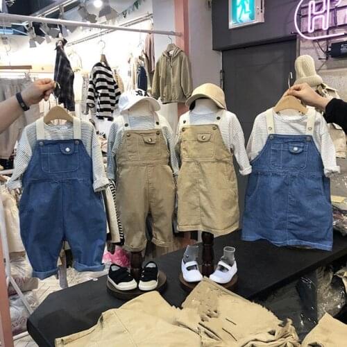 2020 spring and autumn hot models new girls cute and cute suspender skirt baby girl foreign sling denim skirt