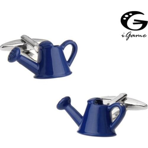 IGame New Arrival Novelty Cuff Links Funny Blue Copper Watering Pot Design Free Shipping