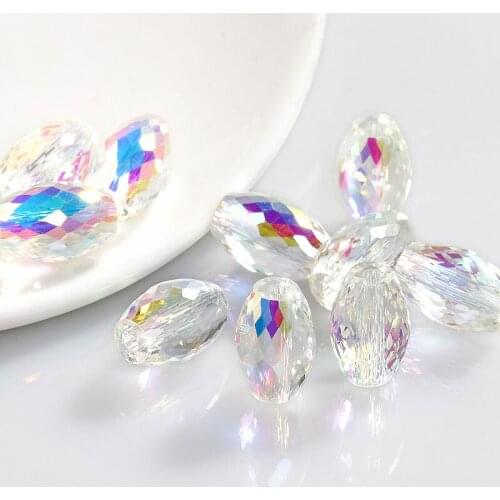 Oval Rhinestone With Holes Crystal AB Crystal For Needlework Loose Sew on Gemstone for Necklace Earring Waist Beads