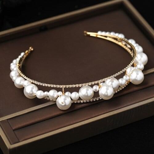 Luxury Fashion Pearl crystal Hair hoop for Women Womens Hair Elegant Headband Accessories mujer Bezel Turban Girls Hair Headwea