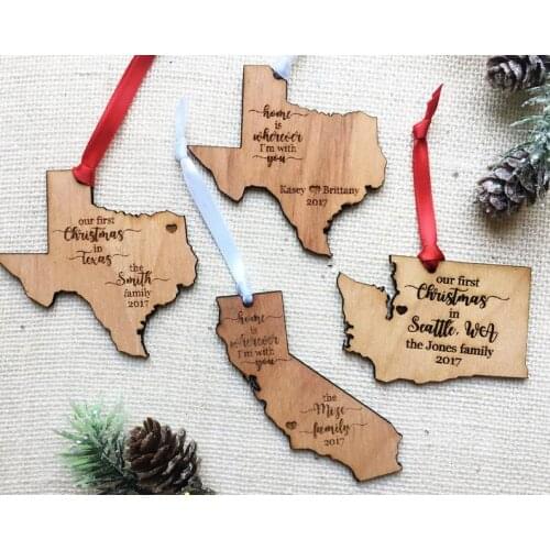 Custom State Christmas Ornament - California - Texas - Washington State Christmas - Customized Ornament - You choose the text