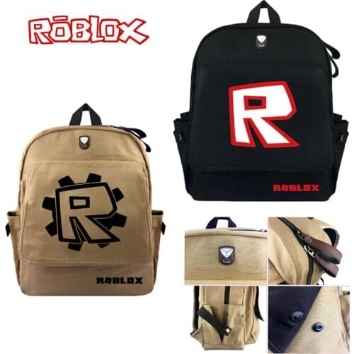 Original Roblox Khaki Black Canvas Backpack Outdoor Leisure Games Peripheral Printed New School Bag Unisex Study Gift 39*30*12cm