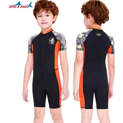 Boys One Piece Swimsuits Short Sleeve Rash Guard Zipper Front Bathing Suit UPF 50+ Sun UV Protection Swimwear Sunsuit