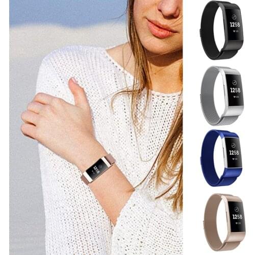 Compatible with Fitbit Charge 3/4 Bands for Women Men Stainless Steel Mesh Magnetic Metal Band Replacement L 190mm M 220mm New