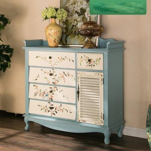 Mediterranean Living Room Porch Cabinet Retro Old Hall Door Cabinet Large Capacity Partition Cabinet Painted Shoe Cabinet