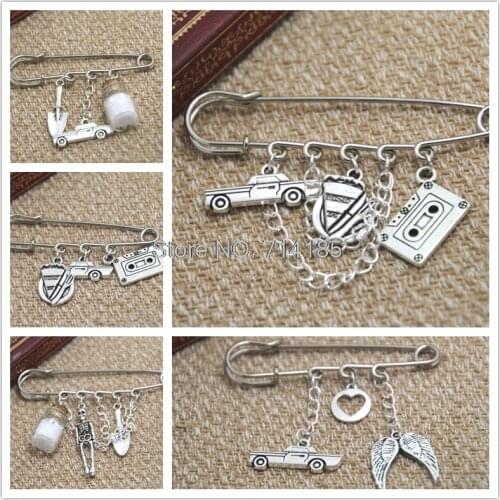 Supernatural inspired Castiel themed charm kilt pin brooch (38mm)