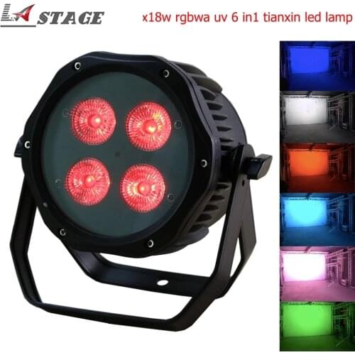 Free Shipping Outdoor Waterproof 4x18W RGBWA+UV 6in1 Tianxin Lamp Led Par Light IP65 Stage Light Led Par 64 Wedding Show Light