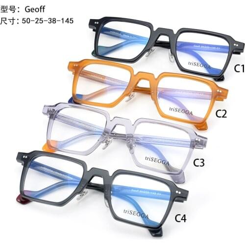Japanese Brown Acetate Glasses Frame Men Personality Square Eyeglasses For Women Clear Lens Prescription Eyewear