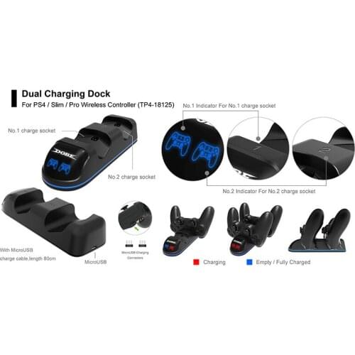 Double Handle Charging Station Fast Charging PS4 Contrpller Charge Dock with LED Indicator for Playstation 4 PS4 Slim / PS4 Pro